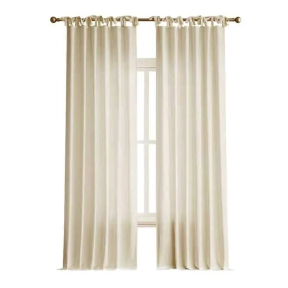 2PK Allen + Roth Harlow Light Filtering 84in Tie Top Panel in Ivory NEW